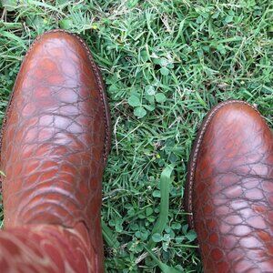 T.O. Stanley Alligator Cowboy Boots | Size 9.5 D | Cognac | Exotic Handmade